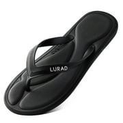 Men's Memory Foam Flip Flop Sandals, Black, Size US 9-10